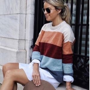 MADEWELL crofton striped sweater in coziest yarn